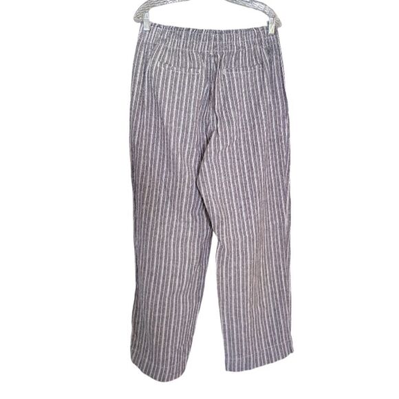 Briggs Blue White Striped Pull On Straight Leg Linen Blend Pants Large NEW - Picture 7 of 10